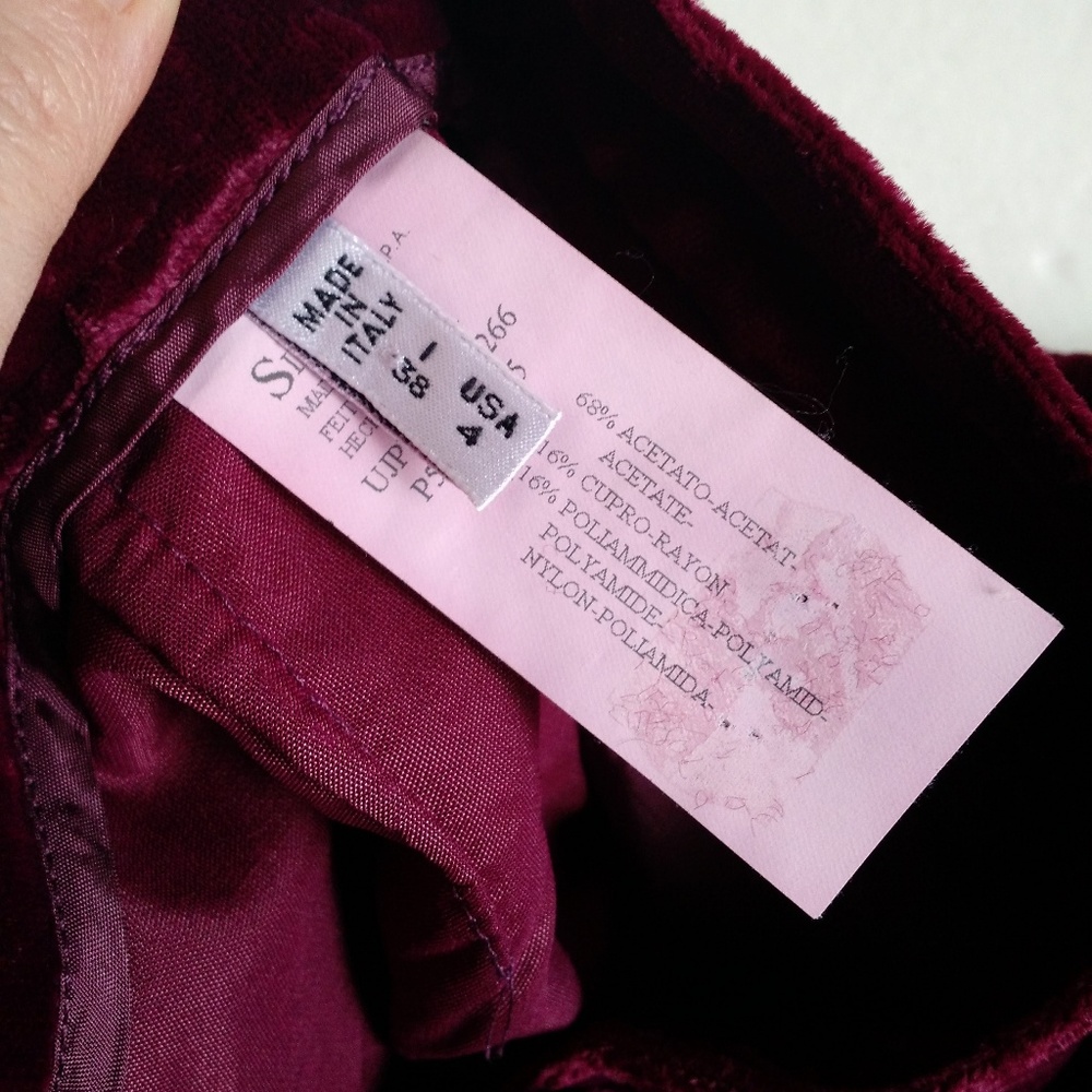 ARMANI JEANS Burgundy Magenta Velvet Pants 2 - 4 - Picture 8 of 8